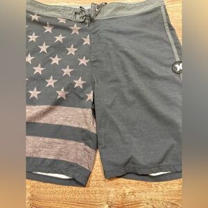 Hurley Gray and Black Flag Swim Shorts